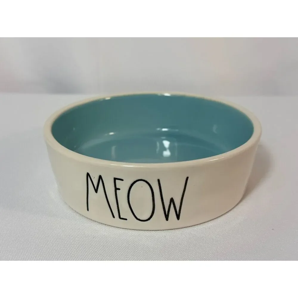 Rae Dunn Meow Gulp Pet Can Dog Food Water Dish Artisan Collection Dog/Cat Lover